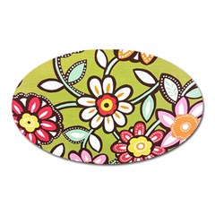 Flowers Fabrics Floral Oval Magnet