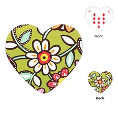 Flowers Fabrics Floral Playing Cards Single Design (Heart)