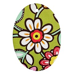 Flowers Fabrics Floral Oval Ornament (Two Sides)