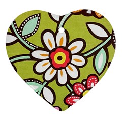 Flowers Fabrics Floral Heart Ornament (Two Sides)