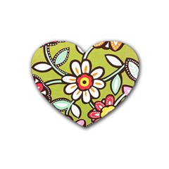 Flowers Fabrics Floral Rubber Coaster (Heart) 