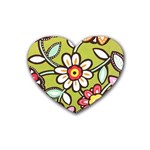 Flowers Fabrics Floral Rubber Coaster (Heart)  Front