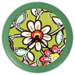 Flowers Fabrics Floral Color Wall Clock