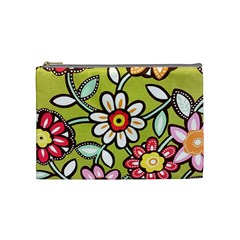 Flowers Fabrics Floral Cosmetic Bag (Medium)