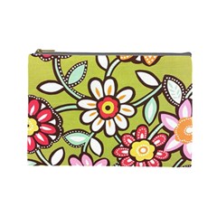 Flowers Fabrics Floral Cosmetic Bag (Large)