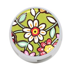 Flowers Fabrics Floral 4-port Usb Hub (two Sides)