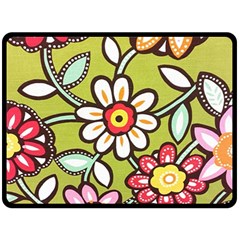 Flowers Fabrics Floral Fleece Blanket (Large) 