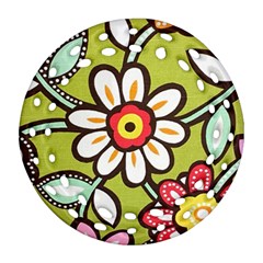 Flowers Fabrics Floral Round Filigree Ornament (Two Sides)