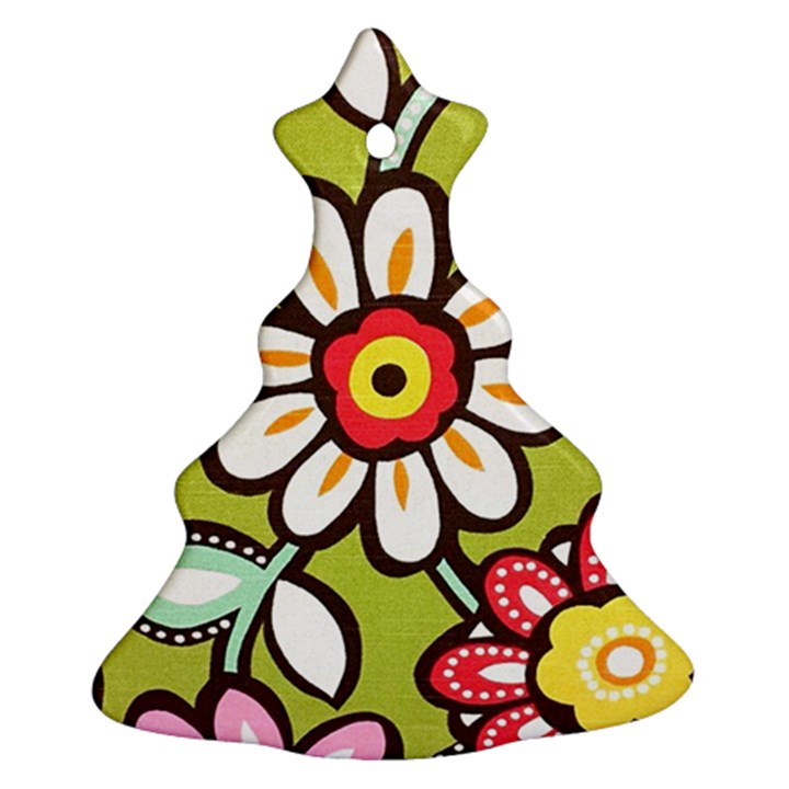 Flowers Fabrics Floral Christmas Tree Ornament (Two Sides)