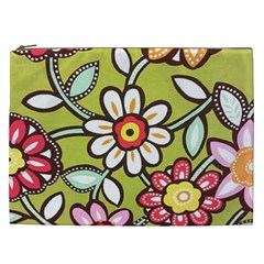 Flowers Fabrics Floral Cosmetic Bag (XXL)
