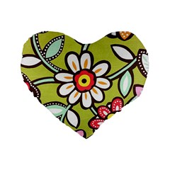 Flowers Fabrics Floral Standard 16  Premium Flano Heart Shape Cushions