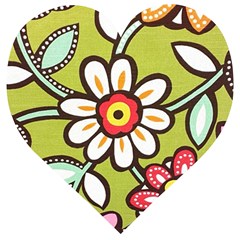 Flowers Fabrics Floral Wooden Puzzle Heart