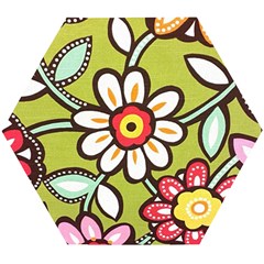 Flowers Fabrics Floral Wooden Puzzle Hexagon