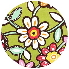 Flowers Fabrics Floral Wooden Bottle Opener (Round)