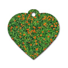 Carnations Flowers Seamless Dog Tag Heart (one Side) by Vaneshart