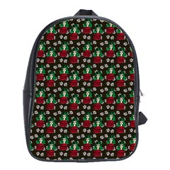 Girl With Green Hair Pattern Brown Floral School Bag (large)