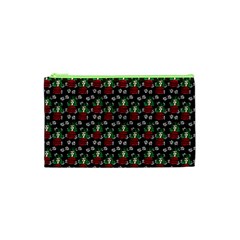 Girl With Green Hair Pattern Brown Floral Cosmetic Bag (xs) by snowwhitegirl