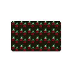 Girl With Green Hair Pattern Brown Magnet (name Card) by snowwhitegirl