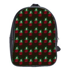 Girl With Green Hair Pattern Brown School Bag (large)