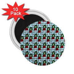 Girl With Green Hair Pattern Blue Floral 2 25  Magnets (10 Pack)  by snowwhitegirl