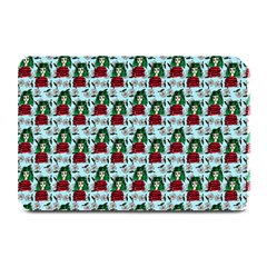 Girl With Green Hair Pattern Blue Floral Plate Mats