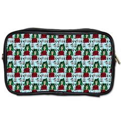 Girl With Green Hair Pattern Blue Floral Toiletries Bag (one Side) by snowwhitegirl