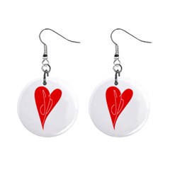 Sp Red/white Heart Button Earrings by DollyLAMRON