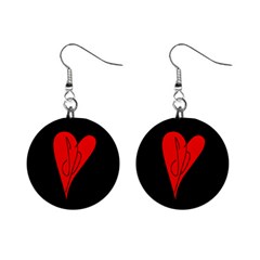Sp Red/black Heart Button Earrings by DollyLAMRON