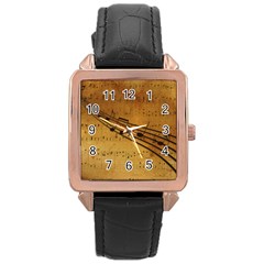 Background Music Rose Gold Leather Watch 