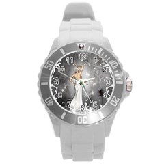 Wonderful Fairy With Butterflies And Dragonfly Round Plastic Sport Watch (l) by FantasyWorld7