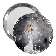 Wonderful Fairy With Butterflies And Dragonfly 3  Handbag Mirrors by FantasyWorld7