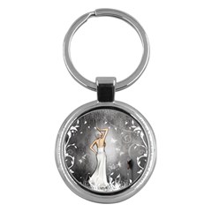 Wonderful Fairy With Butterflies And Dragonfly Key Chain (round) by FantasyWorld7