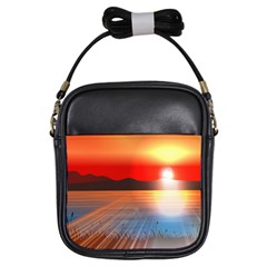 Sunset Water River Sea Sunrays Girls Sling Bag by Mariart