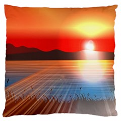 Sunset Water River Sea Sunrays Large Cushion Case (two Sides)