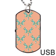 Turquoise Dragonfly Insect Paper Dog Tag Usb Flash (two Sides)