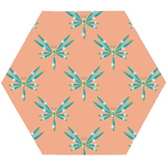 Turquoise Dragonfly Insect Paper Wooden Puzzle Hexagon by Alisyart
