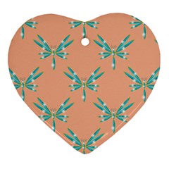 Turquoise Dragonfly Insect Paper Ornament (heart)