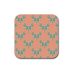 Turquoise Dragonfly Insect Paper Rubber Coaster (square) 