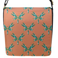 Turquoise Dragonfly Insect Paper Flap Closure Messenger Bag (s)