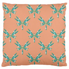 Turquoise Dragonfly Insect Paper Large Flano Cushion Case (two Sides) by Alisyart