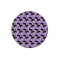 Redhead Girl Pattern Lilac Rubber Coaster (round)  by snowwhitegirl