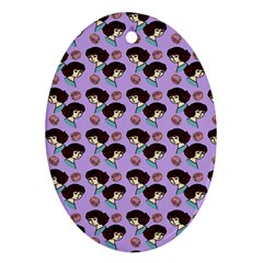 Redhead Girl Pattern Lilac Oval Ornament (two Sides) by snowwhitegirl