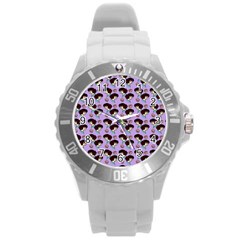 Redhead Girl Pattern Lilac Round Plastic Sport Watch (l) by snowwhitegirl