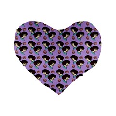 Redhead Girl Pattern Lilac Standard 16  Premium Flano Heart Shape Cushions by snowwhitegirl