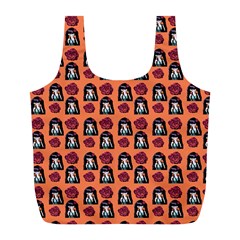 Girl Flower Pattern Apricot Full Print Recycle Bag (L)