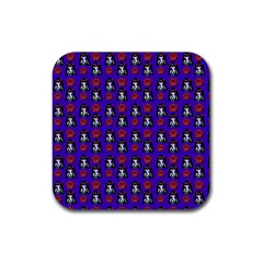 Girl Flower Pattern Royal Blue Rubber Coaster (square) 