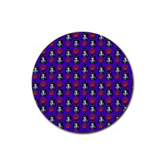 Girl Flower Pattern Royal Blue Rubber Coaster (round) 