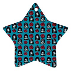 Girl Flower Pattern Blue Star Ornament (two Sides)