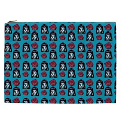 Girl Flower Pattern Blue Cosmetic Bag (xxl)