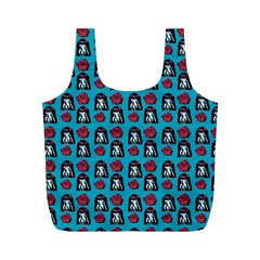 Girl Flower Pattern Blue Full Print Recycle Bag (m) by snowwhitegirl